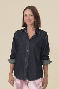 Abriella Dark Blue Denim Shirt