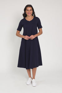 Cynthia Navy Cotton Tee Dress