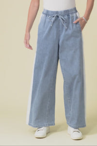 Callie Blue Contrast Denim Jogger Pants