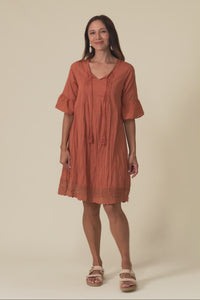 Cayman Rust Cotton Tunic Dress