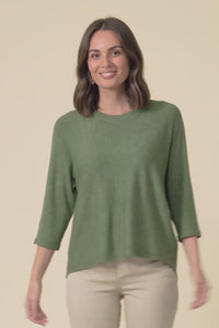 Bianca Green Scoop Neck Knit Top
