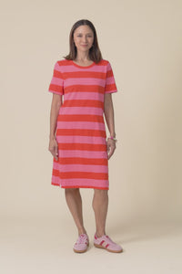 Spritz Pink Stripe Cotton Tee Dress,Video