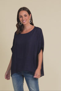 Chaya Navy Linen Top