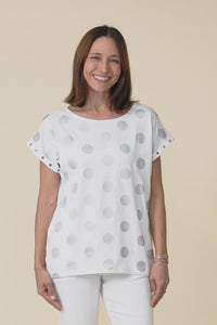 Lumi White Foil Spot Cotton Tee,Video