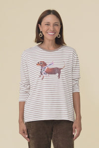 Coco Beige Stripe Long Sleeve Tee