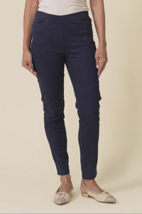 Laia Navy Cotton Stretch Pants