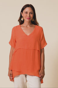 Alvina Orange Layered Tunic Top,Video