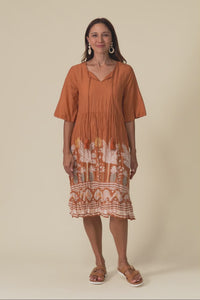 Mila Brown Beach Crinkle Cotton Dress