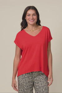 Jenner Red V Neck Tee