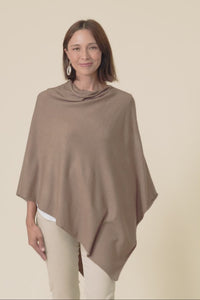 Amy Chocolate Wool Blend Poncho