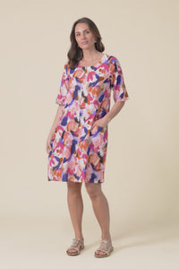Lilibet Pink Abstract Cotton Pocket Dress,Video