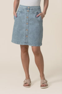 Amanda Vintage Blue Stretch Denim Skirt,video