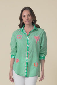 Costina Green Western Cotton Embroidered Shirt,Video