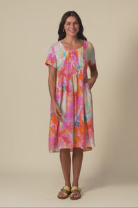 Murano Orange Abstract Cotton Dress