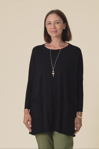 Helsinki Black Knit Pocket Jumper
