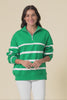 Lane Green Stripe Half Zip Sweatshirt