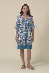 Cayman Blue Tile Cotton Tunic Dress,video