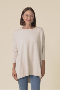 Meryl Beige Wool Blend Drape Jumper