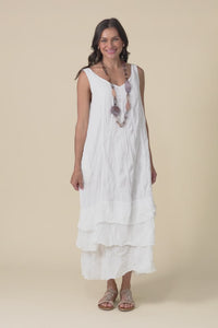 Toya White Crinkle Cotton Layer Dress,video
