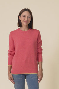Maura Berry Contrast Trim Wool Jumper