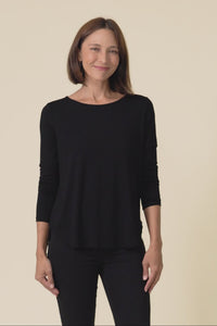 Adele Black Long Sleeve Bamboo Tee
