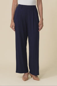 Billie Navy Bamboo Wide Leg Pants