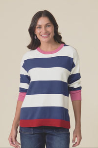 Elvie Blue Stripe Knit Jumper