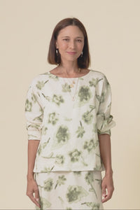 Saloma Cream Floral Linen Scoop Neck Top