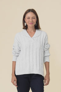 Guy Grey Collared Knit Jumper