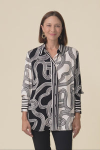 Lucy Black Contrast Collared Shirt