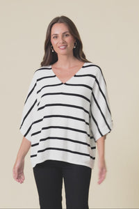 Derby White Stripe Cotton Blend Knit Top