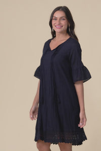 Cayman Navy Cotton Tunic Dress,Video