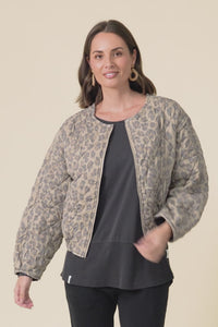 Courtney Tan Leopard Bomber Jacket