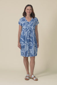 Sabina Cobalt Abstract Crinkle Cotton Dress,video