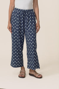 Minnelli Navy Spot Linen Cotton Pants,video