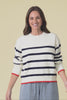 Leonie Navy Stripe Knit Sweater,Brunette model,alt text|model:Pilita