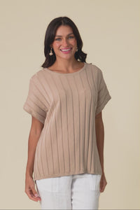 Blake Beige Cotton Linen Knit Top