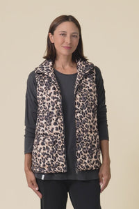 Johnny Brown Leopard Puffer Vest