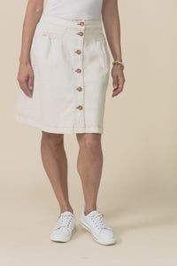 Amanda Ivory Stretch Denim Skirt,Video