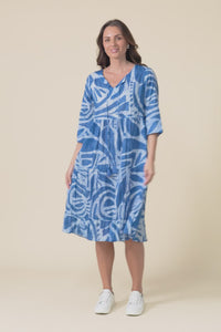 Milana Cobalt Abstract Crinkle Cotton Dress,Video