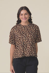 Vena Brown Animal Cotton Tee