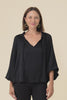 Isaac Black Silk Ruched Top