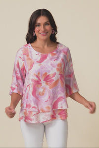 Liora Purple Abstract Layered Top