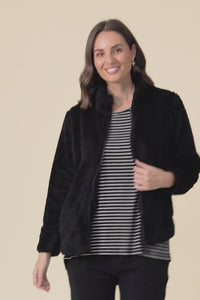 Ackerley Black Faux Fur Jacket