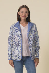 Stefan Blue Paisley Embroidered Button Jacket