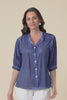 Farrow Navy Cotton Pleated Blouse,Video