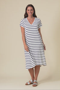 Tiffany White Stripe Bamboo Tee Dress