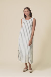 Riley Cream Stripe Linen Blend Dress