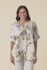 Arlon Beige Foliage Linen Button Top,Video