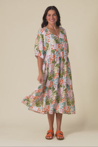 Troyanne Pink Jungle Midi Dress